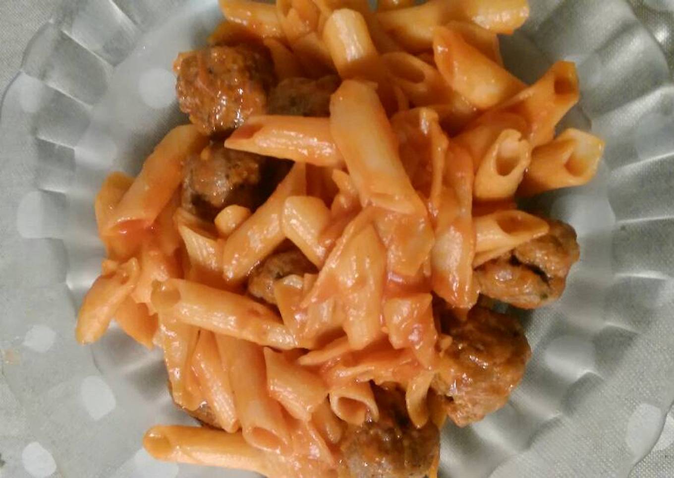 Macarrones con albondigas de ternera caseras Sin Gluten