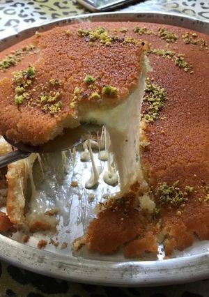A picture of Knafeh with Cheese.