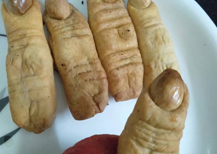 Steps to Make Any-night-of-the-week Witch finger cookies