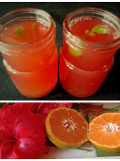 ஆரஞ்சு செம்பருத்தி ஜூஸ் (Orange, Hibiscus, Honey Ginger juice recipe in tamil) செய்முறை முக்கிய புகைப்படம்