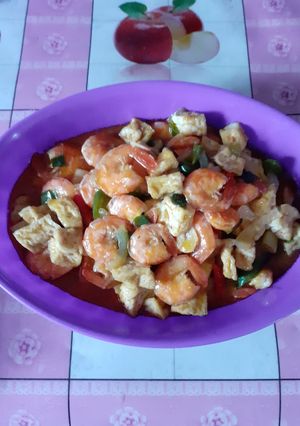 Foto resep Udang tahu asam manis