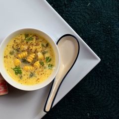 Pro biotic Sweet Corn Gazpacho with Yakult A picture of Pro biotic Sweet Corn Gazpacho with Yakult.