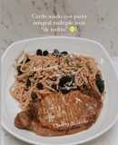 Chuleta de cerdo asado en Air Fryer acompañado de pasta integral 🌾 y espinaca 🌿mezclando texturas 🤍
