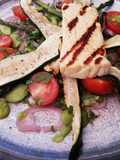 Warm halloumi salad