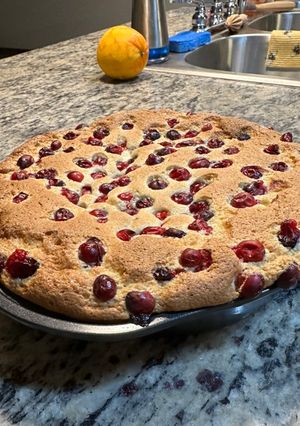 A picture of Cranberry Orange Olive Oil Cake.
