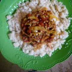 A picture of Couscous with cabbage-fish sauce.