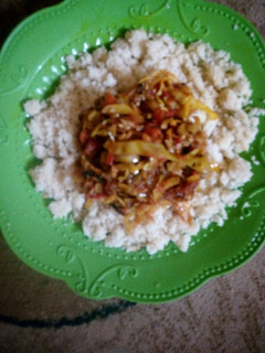 A picture of Couscous with cabbage-fish sauce.
