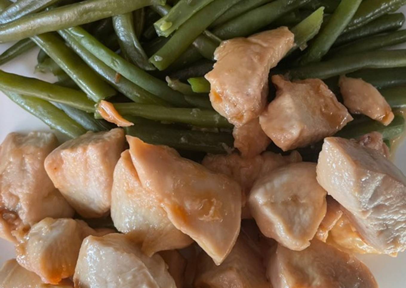 Poulet au miel et haricots verts