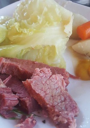 A picture of Instant pot corned beef and vegetables.