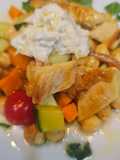 Ensalada templada de pechuga de pollo
