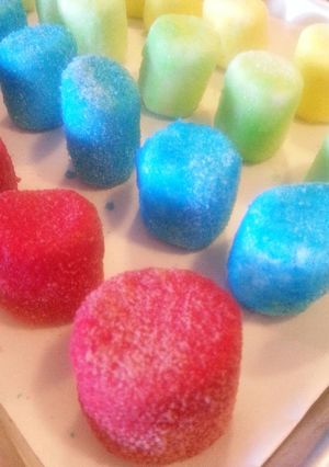 A picture of Jello - Crusted Rainbow Marshmallows.