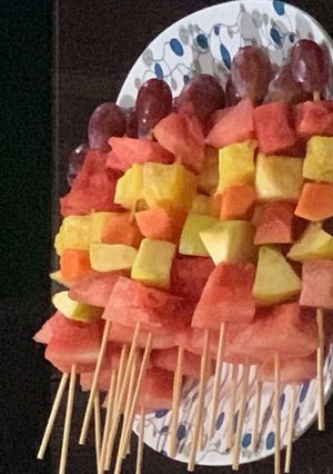 A picture of Fruit kebabs.