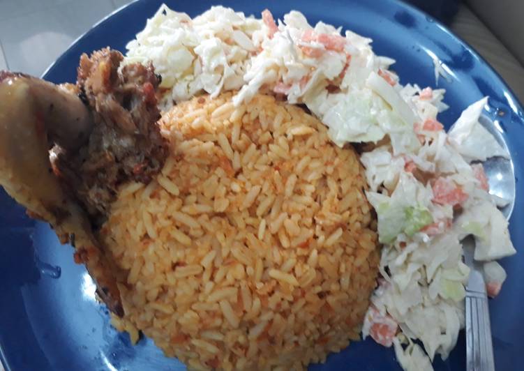 Simple Way to Prepare Super Quick Homemade Jollof rice with coleslaw