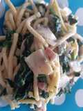 Spatzles lardons épinards champignons