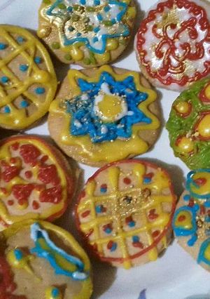 A picture of Baked Sugar Cookies with eggless Royal icing for Christmas.