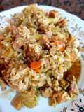 Carre de cerdo a la cerveza con arroz y verdura