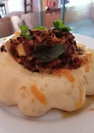 Una foto de Calabaza White Scallope rellena