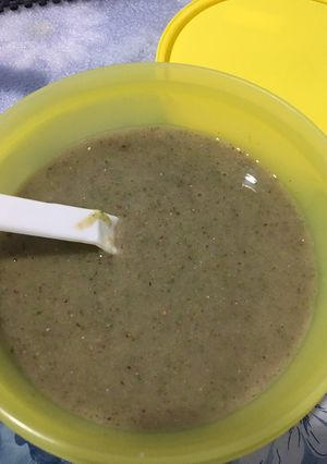 Foto resep Mpasi 5mo+ (beras merah + brokoli + sawi)