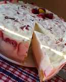 Torta helada de yogur, con frutas. 🍓🍑