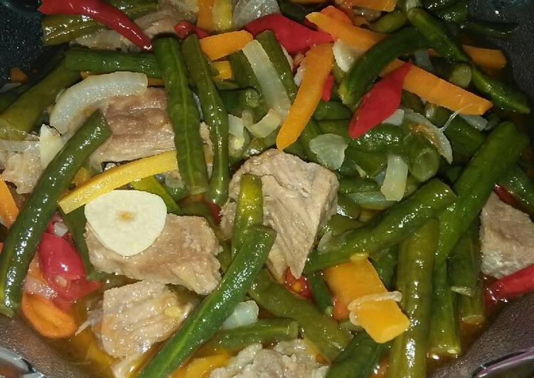Bahan Membuat Tumis kacang panjang, wortel dan daging sapi Anti Gagal