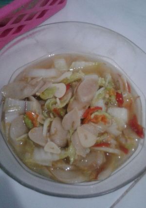 Foto resep Tumis sawi putih sosis ala anak kos