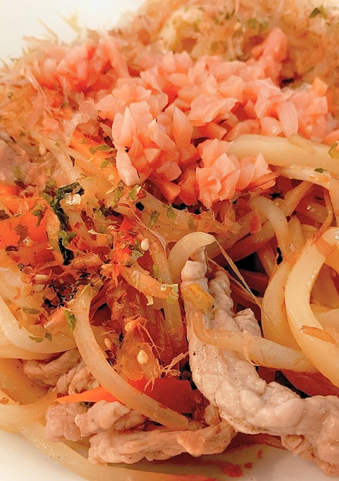 A picture of Easy Stir-Fried Udon with Mentsuyu.