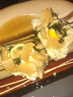 A picture of Oven baked Thai style mahi mahi with ginger, lemon,and chives.