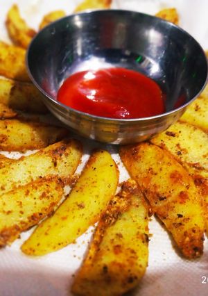 A picture of Baked potato wedges recipe.