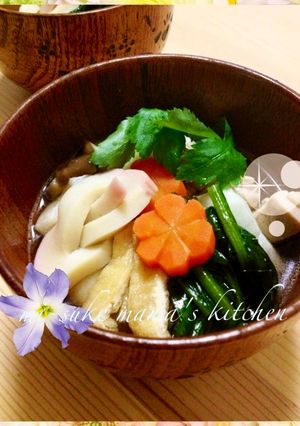 A picture of Our Family’s Clear Broth Ozoni with Toasted Mochi.