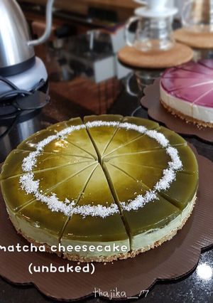 Foto resep Matcha cheesecake(unbaked)topping jelly