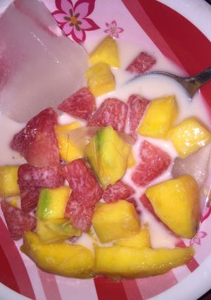 Foto resep Es susu pink mangga semangka