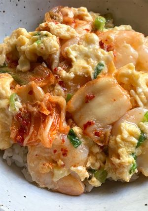 A picture of Prawn, Kimchi & Egg Rice Bowl.