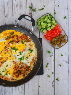A picture of 3 Spices Menemen (Turkish eggs & peppers).