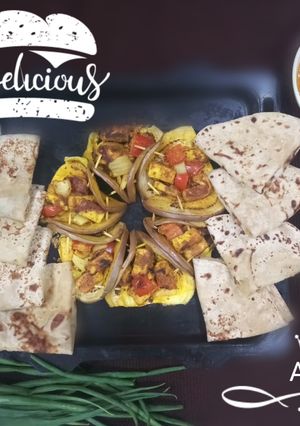 A picture of Paneer with grilled aubergine.