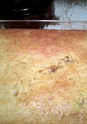 A picture of sausage cornbread pie.