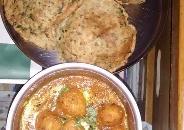 Recipe of Speedy Dum ALU and methi makai puri