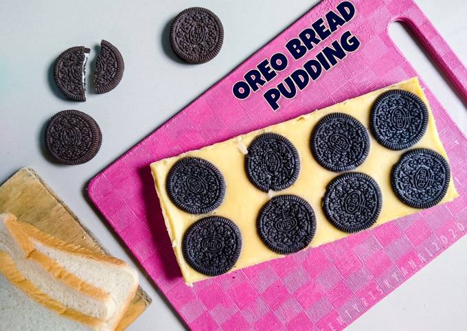 OREO BREAD PUDDING (Puding Roti Tawar Oreo)