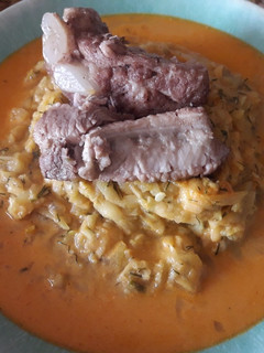 Una foto de Tökfözelék - potaje de calabacín - comida húngara en castellano