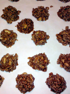 A picture of Brenda's Chocolate Peanut-butter No Bake Cookies.