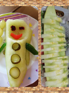 عکسی از دستور ٢ مدل تزیین خربزه مشهدی ☺️
