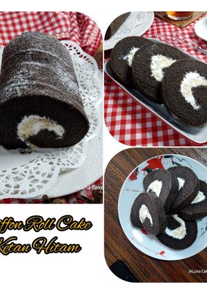 Foto resep 126. Chiffon Roll Cake Ketan Hitam |oven|