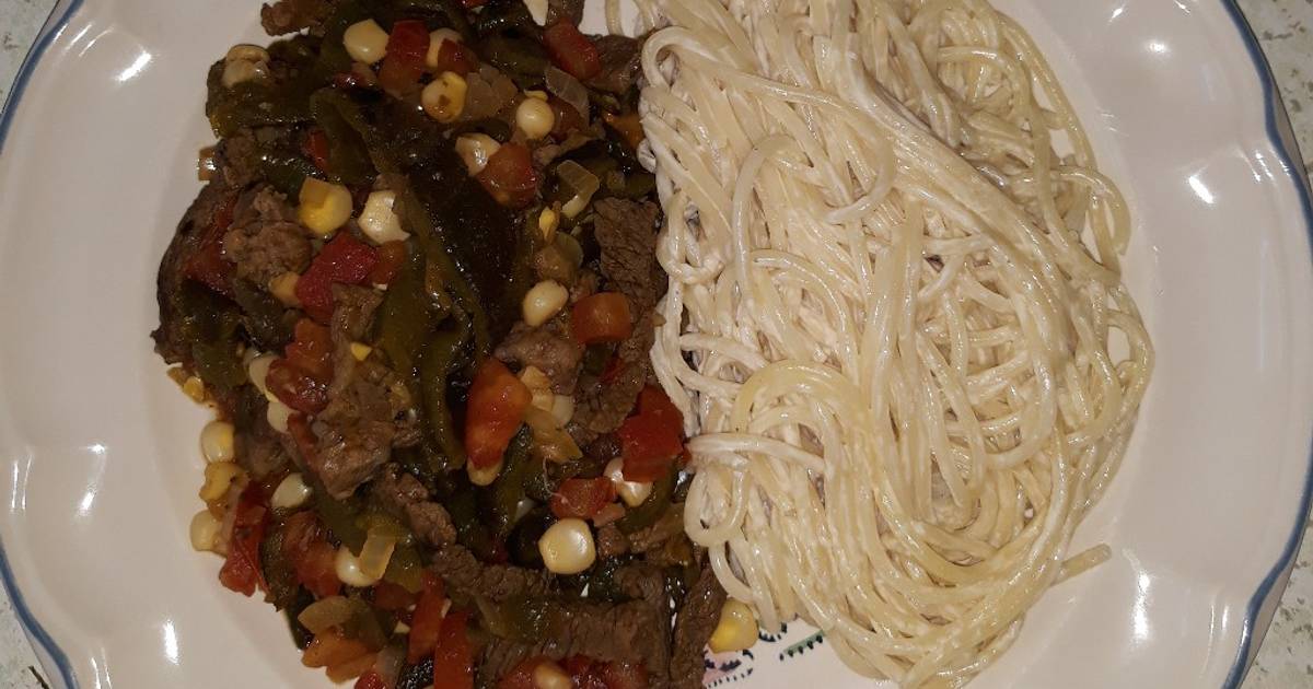 Carne con rajas y elote Receta de My Kitchen ❤- Cookpad