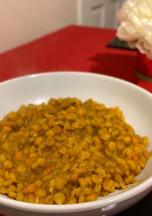 A picture of Yellow split pea with veggies.
