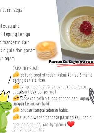 Foto resep Pancake keju pure stroberi (cemilan mpasi)