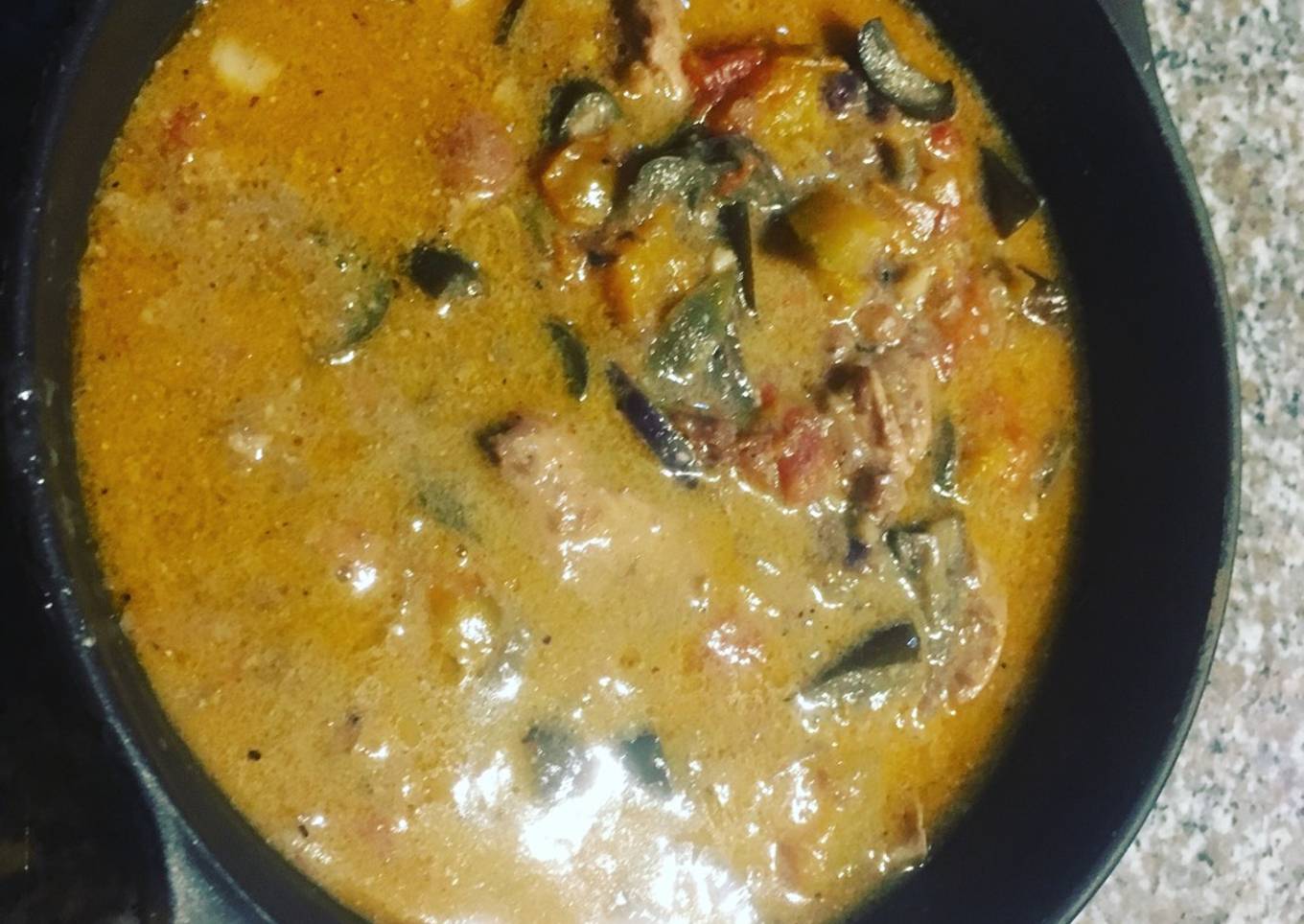 Manok Binagoongan Sa Gata chicken in shrimp paste in coconut milk