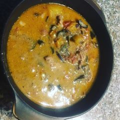 A picture of Manok Binagoongan Sa Gata or Chicken in Shrimp paste in Coconut Milk.