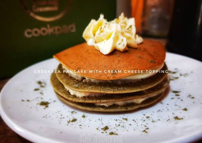 Standar Resep membuat Greentea Pancake With Cream Cheese Topping  nagih banget