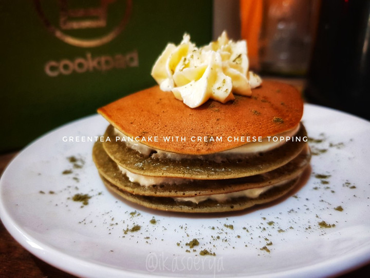 Standar Resep membuat Greentea Pancake With Cream Cheese Topping  nagih banget