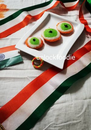 A picture of Tricolour Idli.