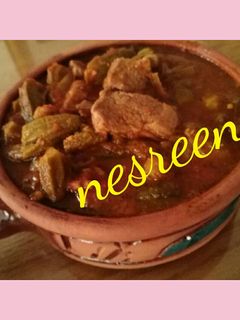 صورة لوصفة طاجن باميه باللحم